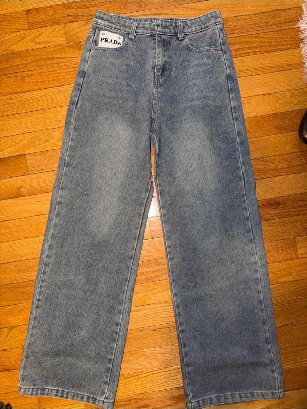 Authentic Prada Wide-Leg Denim Jeans in Light Blue